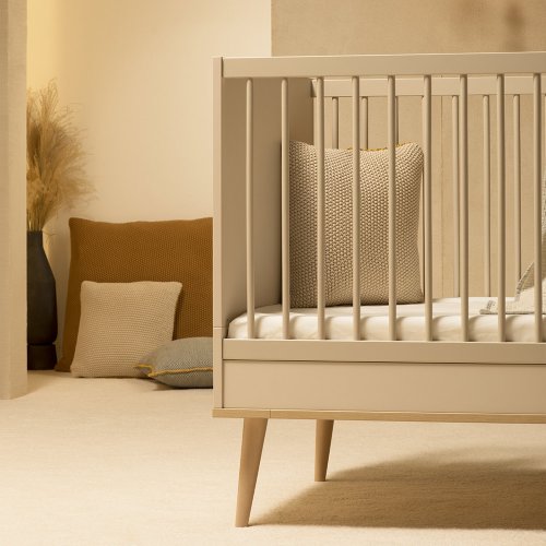 Lit Bébé évolutif Flow - Argile / Chêne