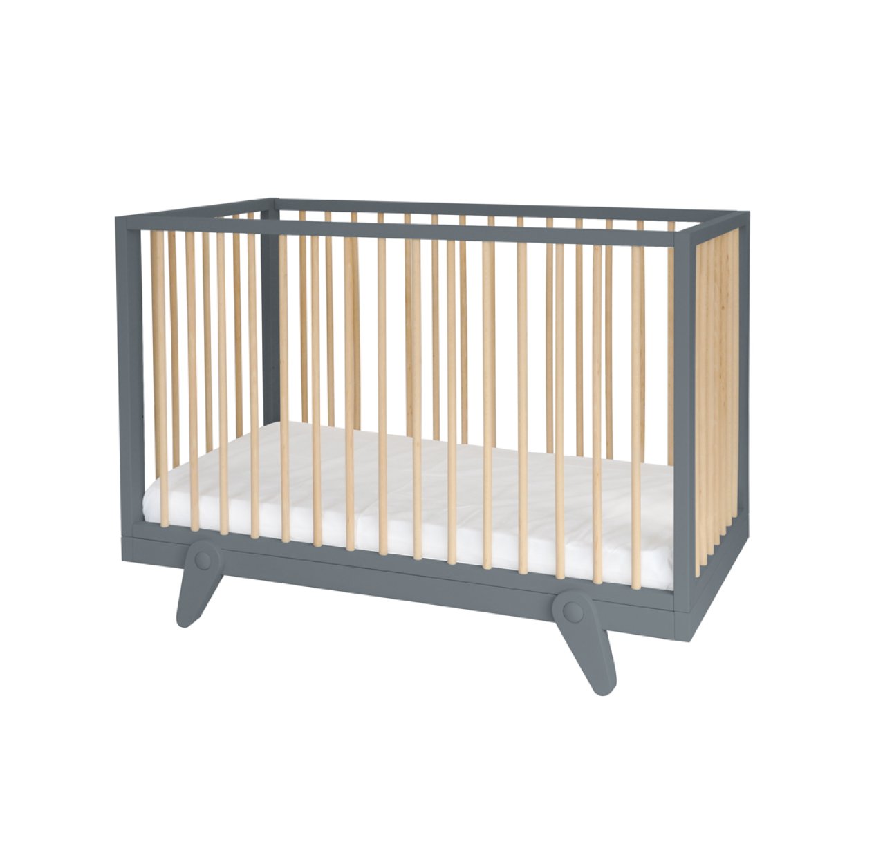 Lit bébé évolutif 60 x 120 cm Petipeton - Gris souris