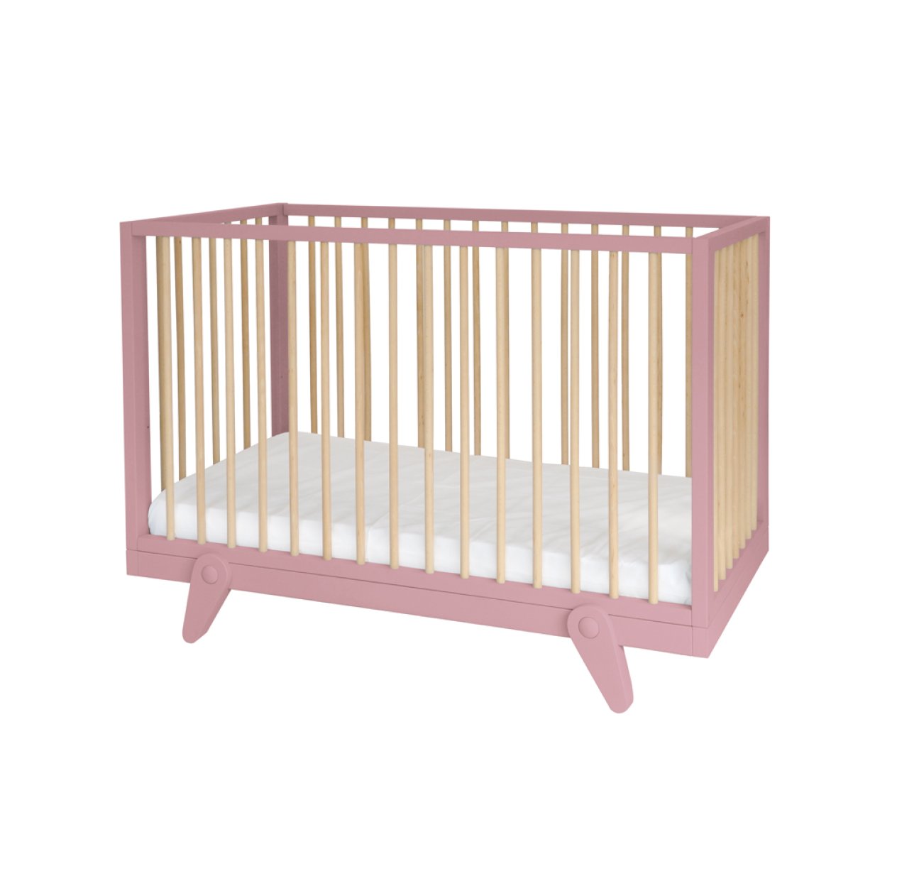 Lit bébé évolutif 60 x 120 cm Petipeton - Vieux rose