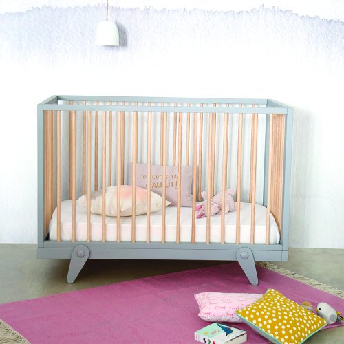 Lit bébé évolutif 60 x 120 cm Petipeton - Gris clair