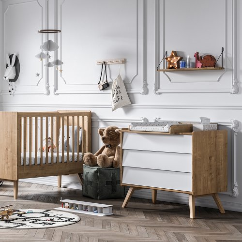 Lit Bebe Evolutif 70 X 140 Vintage Chene Vox Pour Chambre Enfant