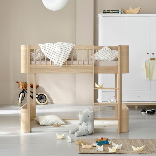 Lit junior mezzanine mi-haut Mini+ Wood - Chêne