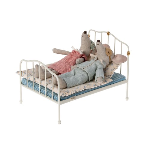 Lit de Souris Vintage Mniature - Blanc