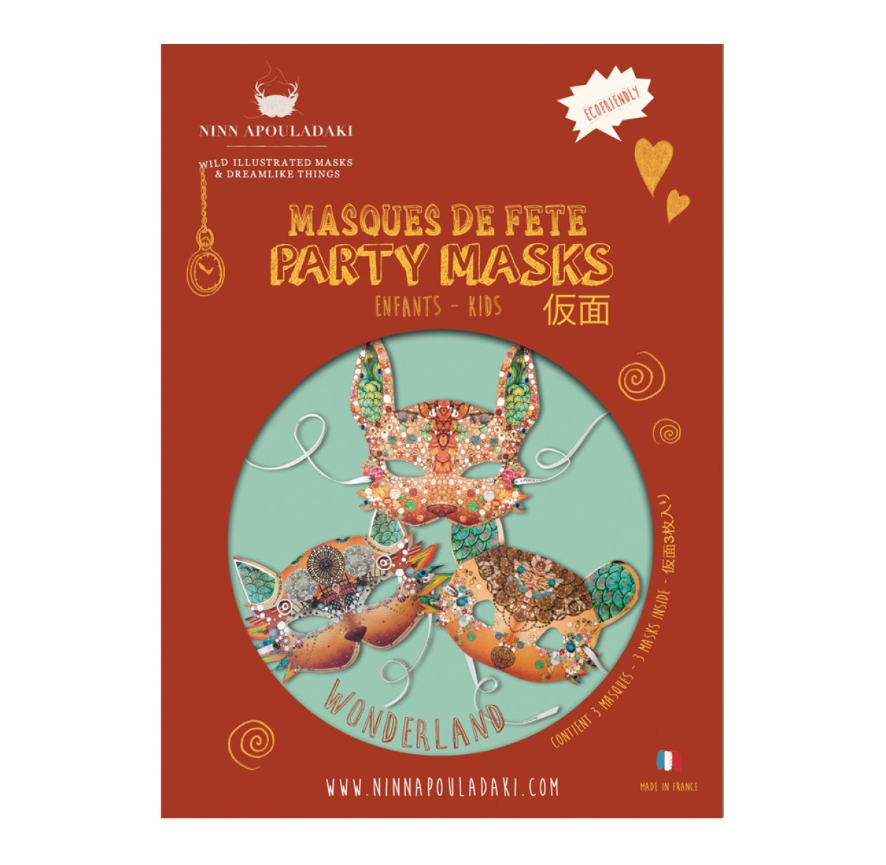 Pack 3 masques enfant Wonderland - Orange
