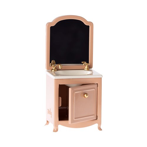 Meuble Vasque et miroir Salle de Bain Miniature - Rose