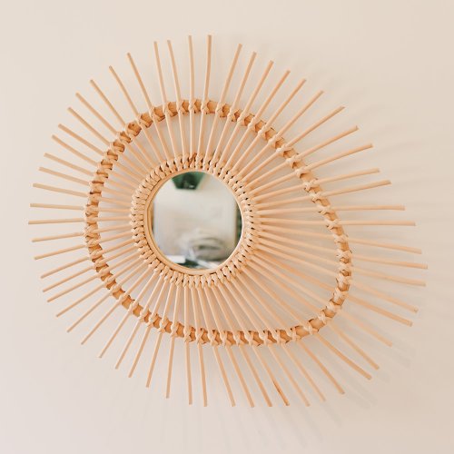 Miroir en rotin ovale Mata