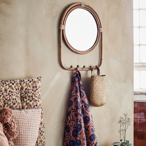 Miroir Patères en rotin