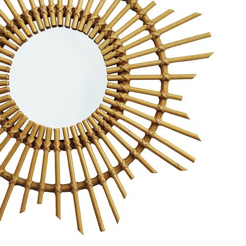 Miroir en rotin Sun