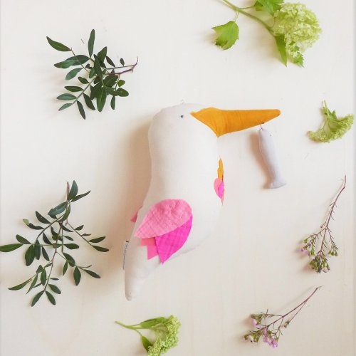 Oiseau décoratif Martin le Martin-Pêcheur - Rose