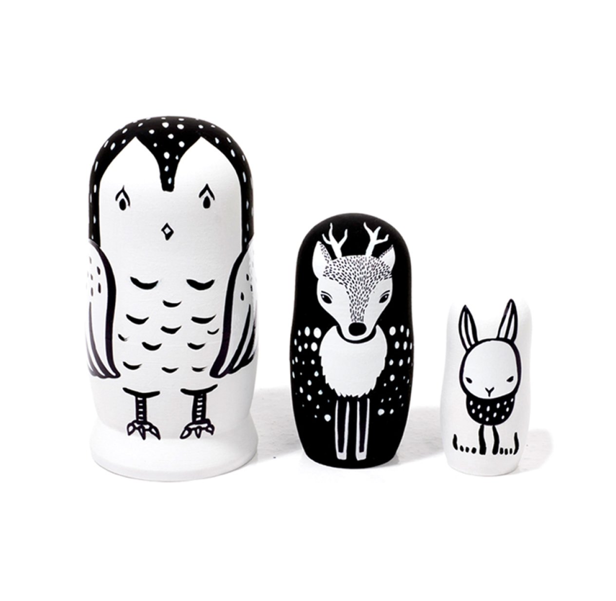 Poupées gigognes Woodland - Blanc/Noir