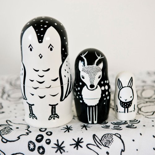 Poupées gigognes Woodland - Blanc/Noir