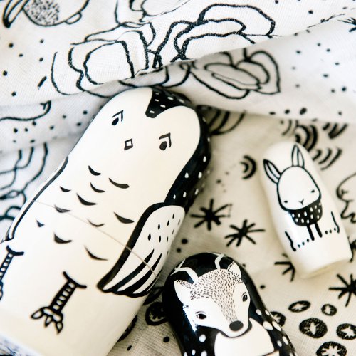 Poupées gigognes Woodland - Blanc/Noir