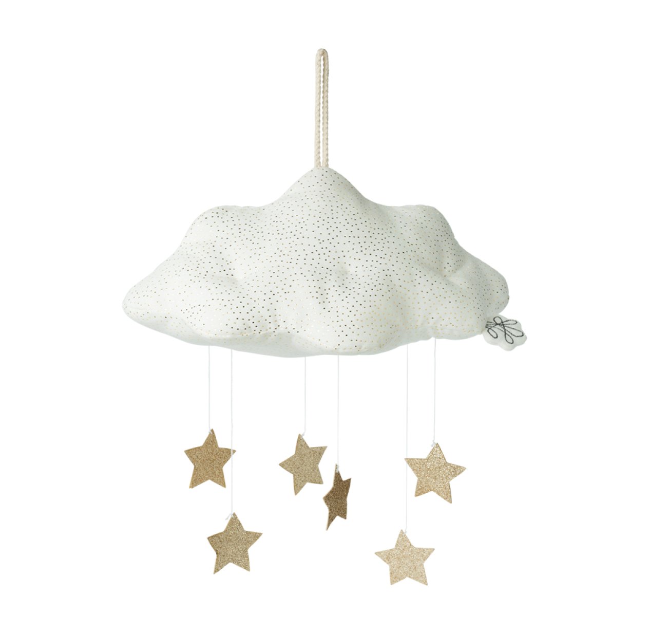 Mobile nuage en velours avec étoiles - Blanc