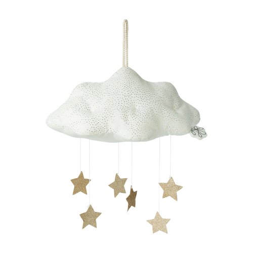 Mobile nuage en velours avec étoiles - Blanc