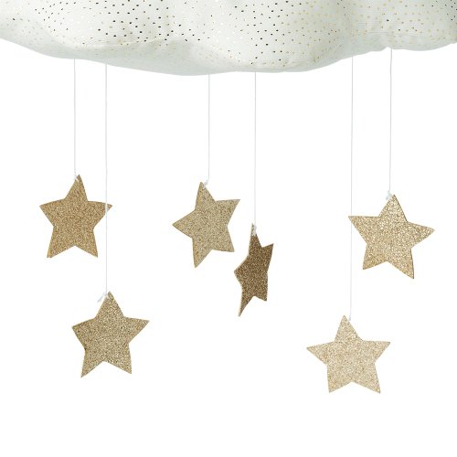 Mobile nuage en velours avec étoiles - Blanc