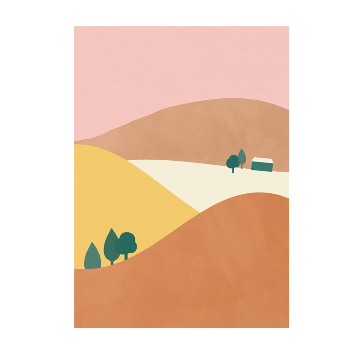 Affiche A3 A day in the Country - Rose/Orange