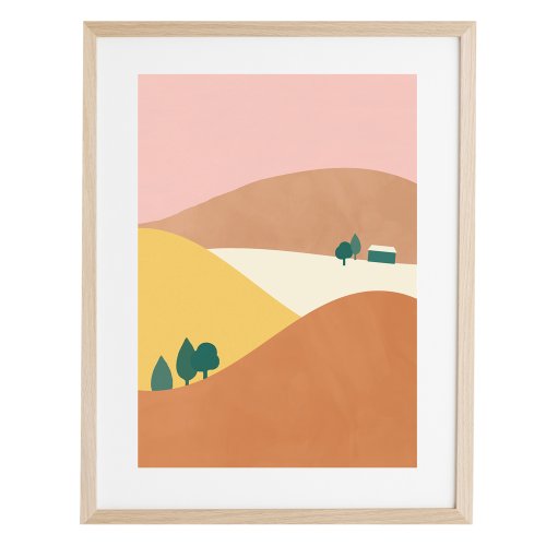 Affiche A3 A day in the Country - Rose/Orange