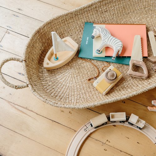 Panier à langer ovale bébé en osier Nyla - Naturel