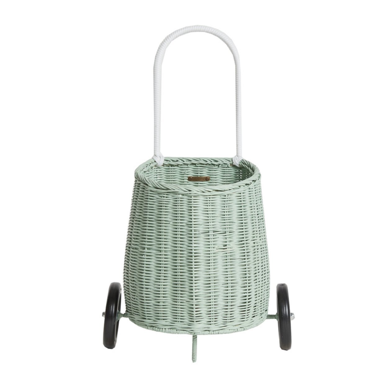 Panier à roulettes en rotin Luggy enfant - Mint