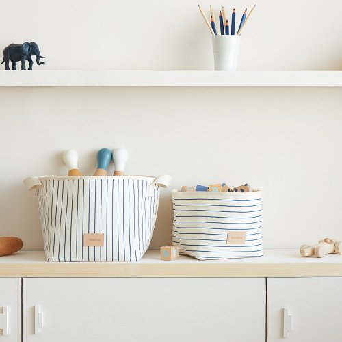 Panier de rangement Little Django - Blue Thin Stripes