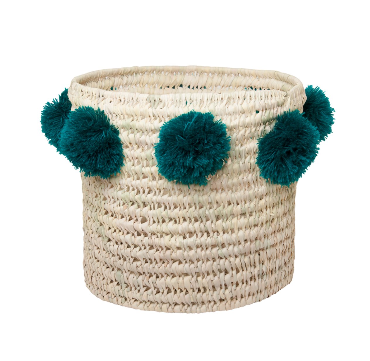 Panier Louis Big à pompons - Bleu pétrole