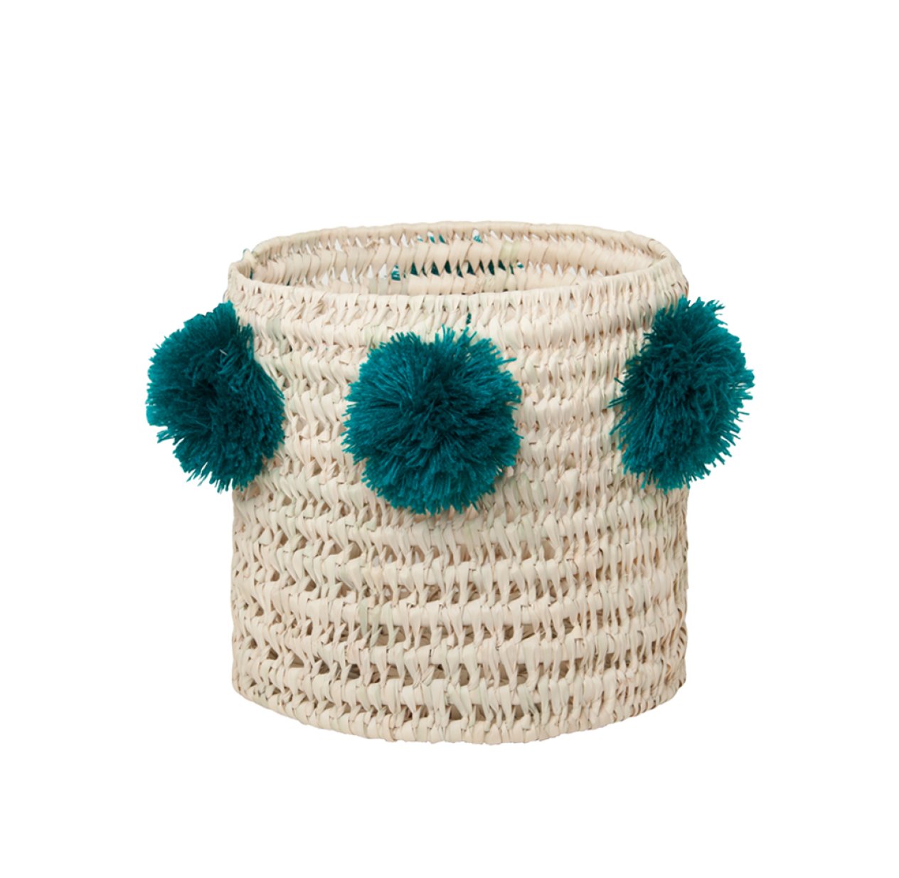 Panier Louis à pompons - Bleu pétrole