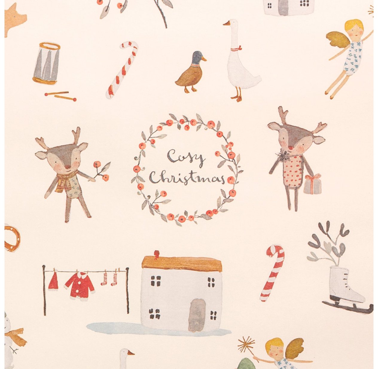 Papier Cadeau 10 m Cosy Christmas - Blanc