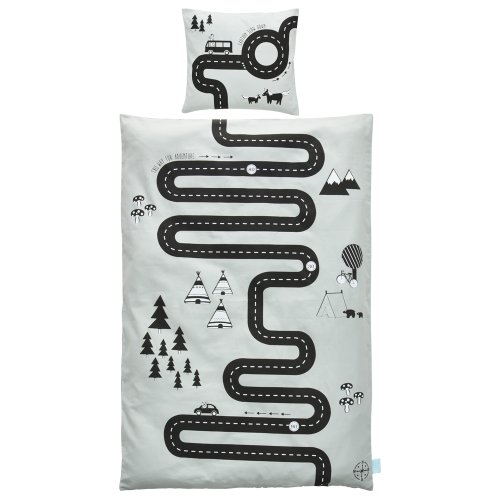 Parure de lit Aventure - Gris clair/Noir