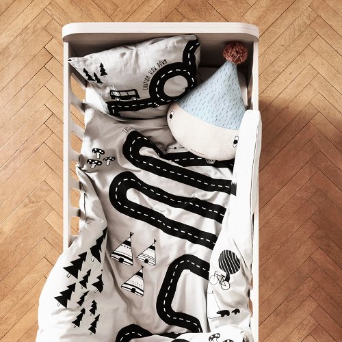 Parure de lit Aventure - Gris clair/Noir