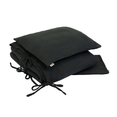 Parure de lit en gaze de coton - Gris anthracite