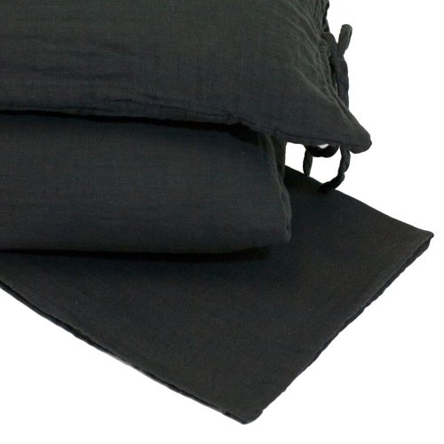 Parure de lit en gaze de coton - Gris anthracite
