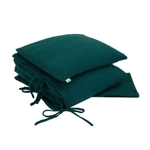 Parure de lit en gaze de coton - Bleu canard