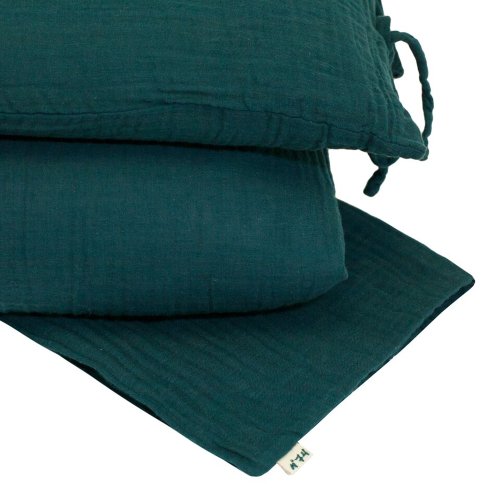 Parure de lit en gaze de coton - Bleu canard