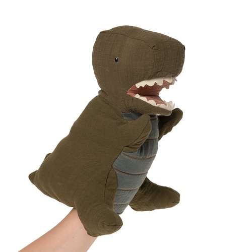 Peluche Marionnette Dinosaure Rex - Kaki