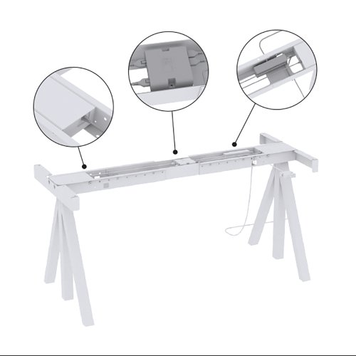 Piètement réglable pour plateau bureau - Blanc