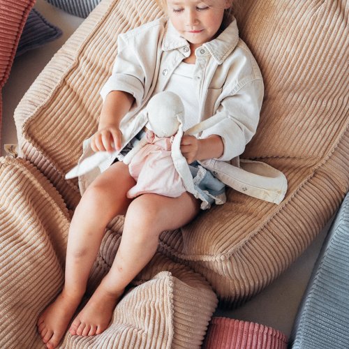 Pouf carré Ottoman en velours côtelé - Beige