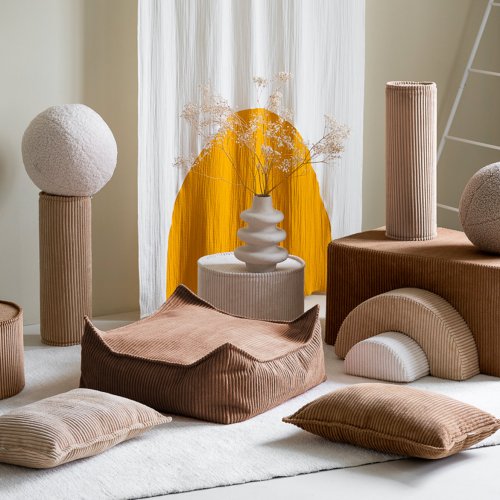 Pouf carré Ottoman en velours côtelé - Toffee