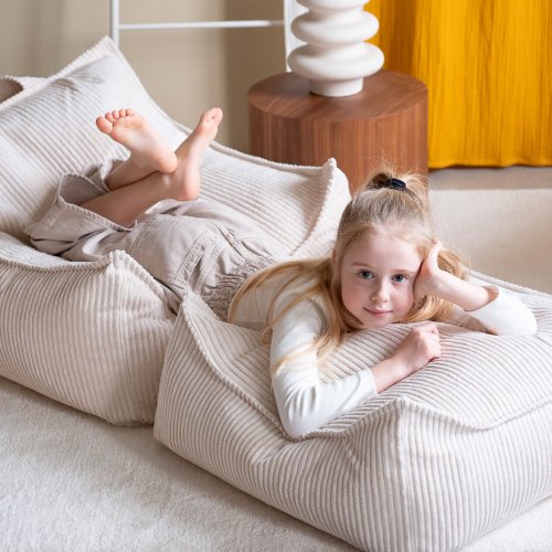 Pouf carré Ottoman en velours côtelé - Toffee