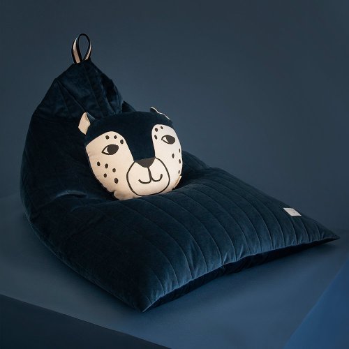 Pouf Essaouira éco-velours - Bleu nuit