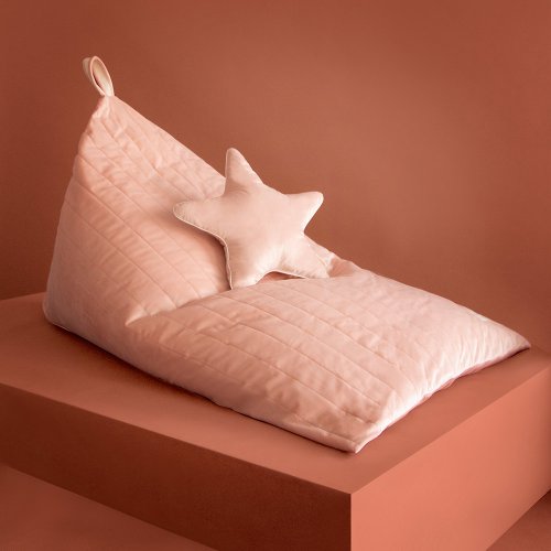 Pouf Essaouira éco-velours - Rose poudré