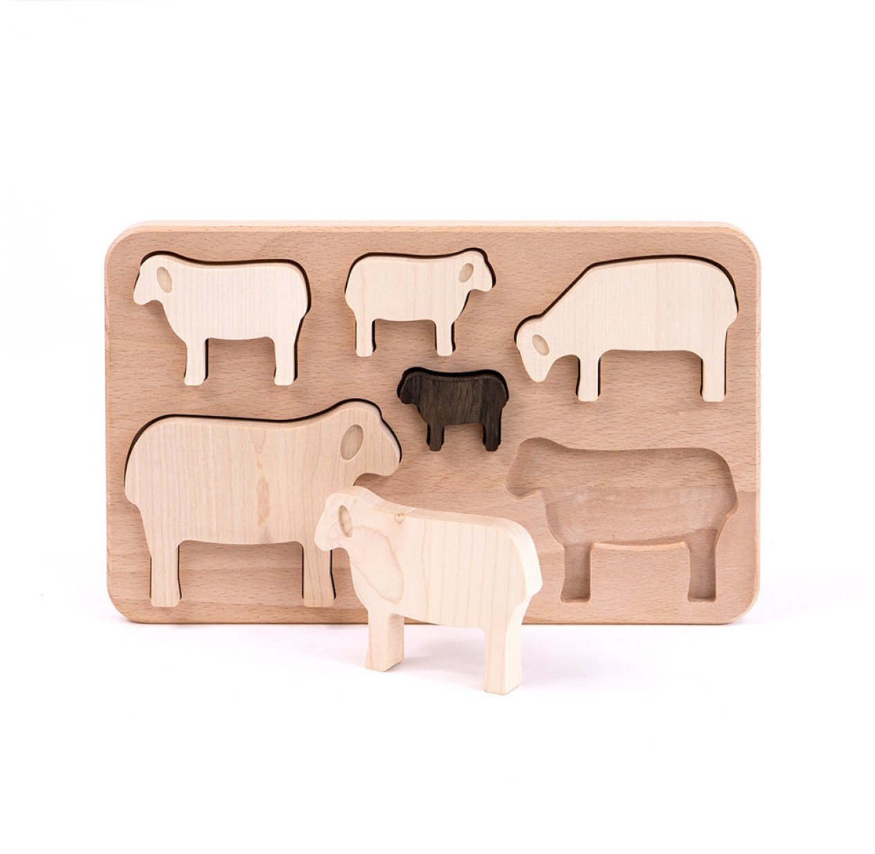 Puzzle à formes Moutons en bois