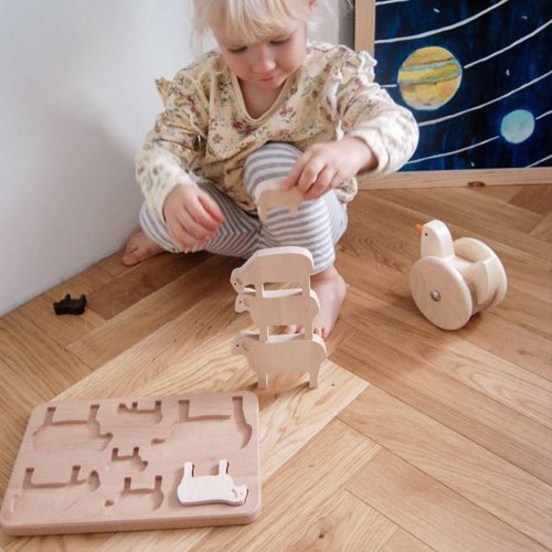 Puzzle à formes Moutons en bois