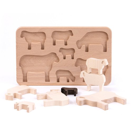 Puzzle à formes Moutons en bois