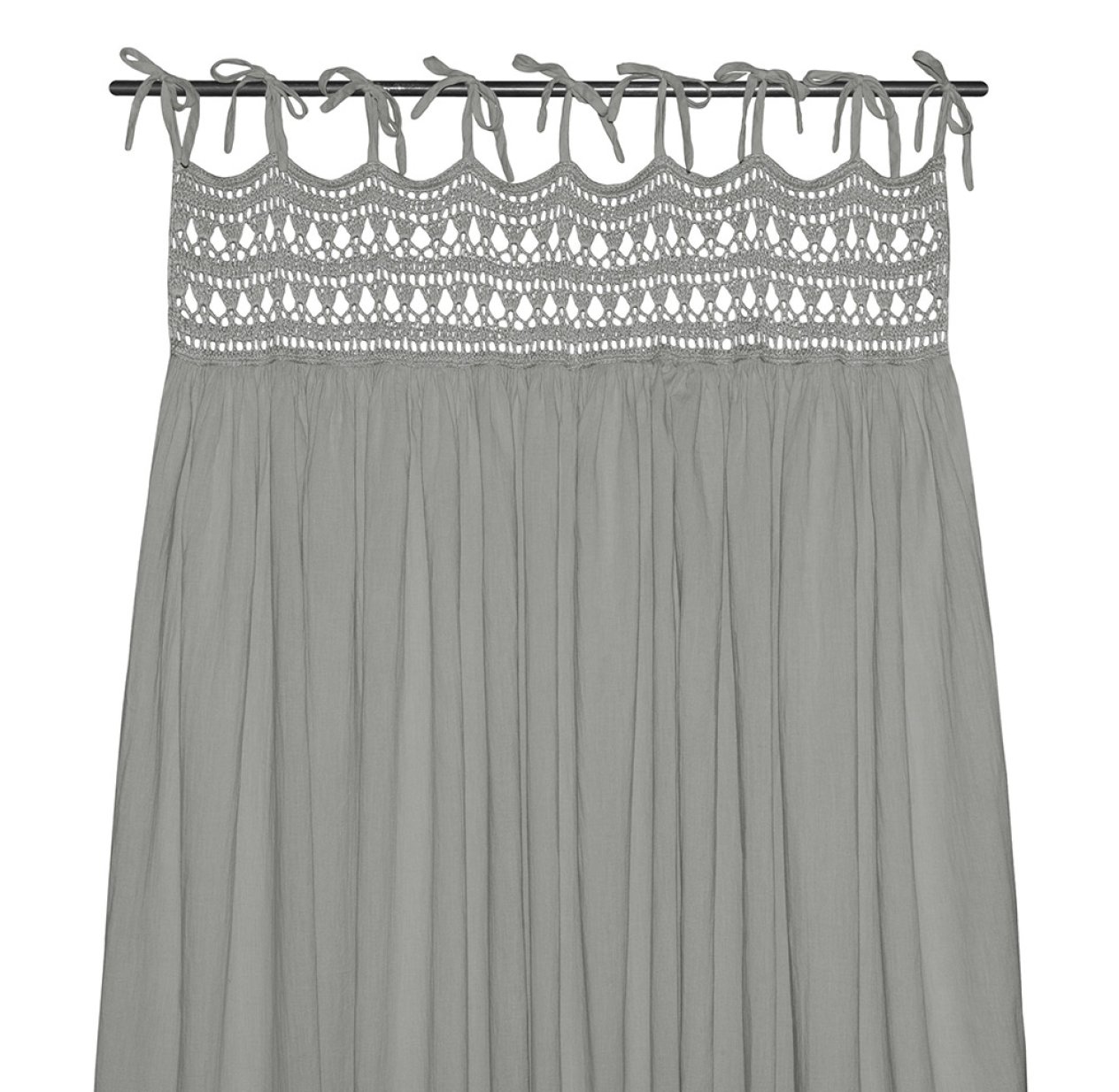 Rideau Tara Crochet et coton bio - Gris argent