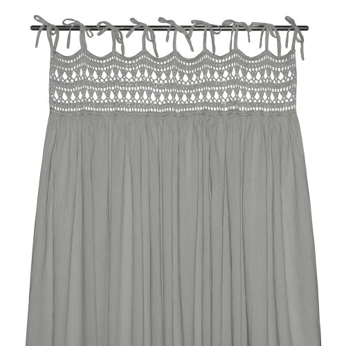 Rideau Tara Crochet et coton bio - Gris argent