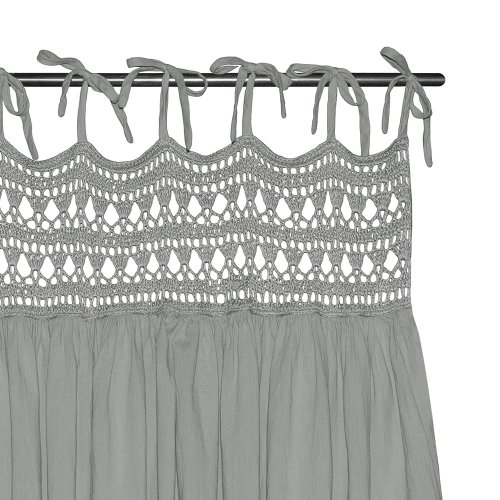 Rideau Tara Crochet et coton bio - Gris argent