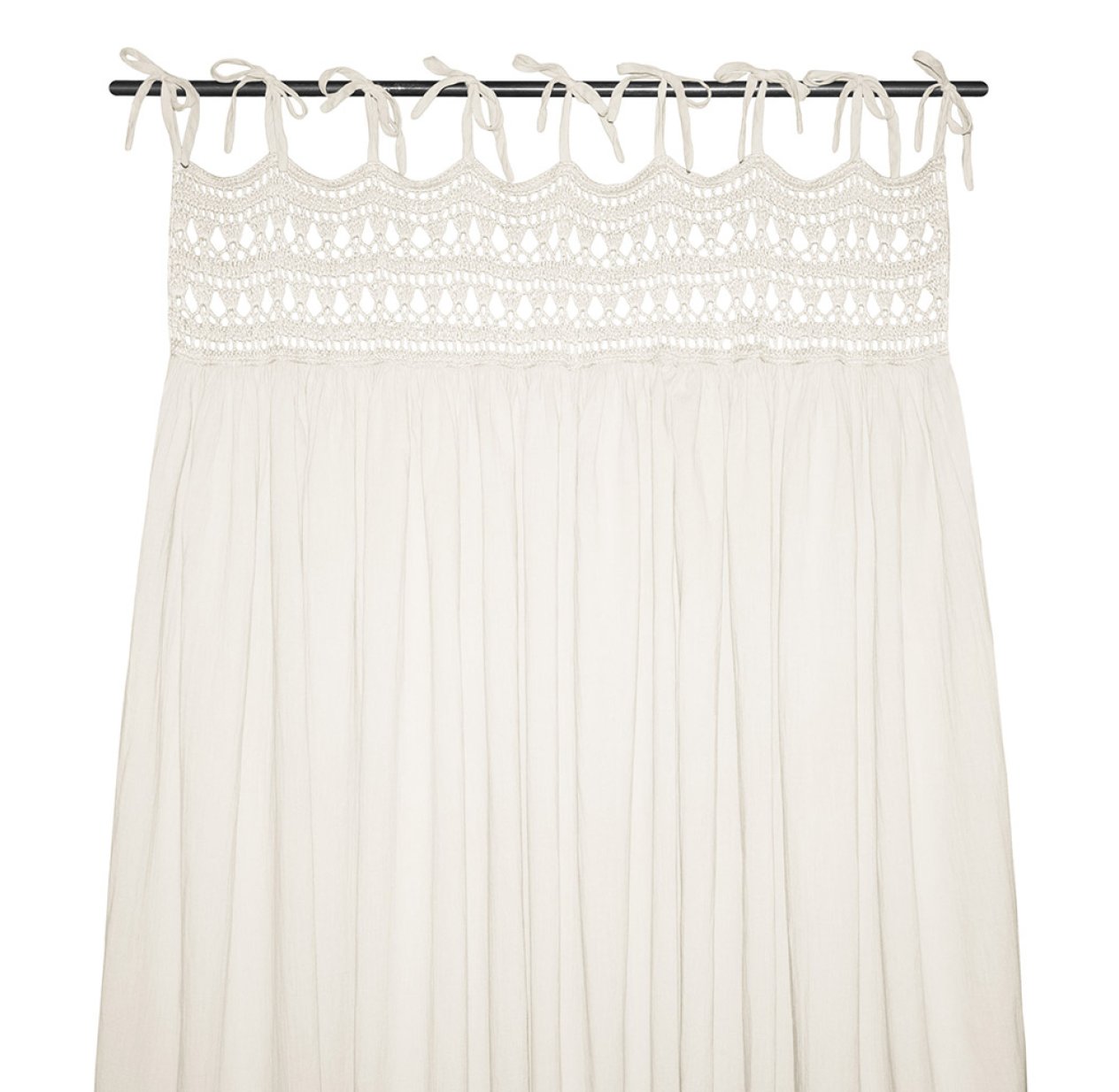 Rideau Tara Crochet et coton bio - Naturel