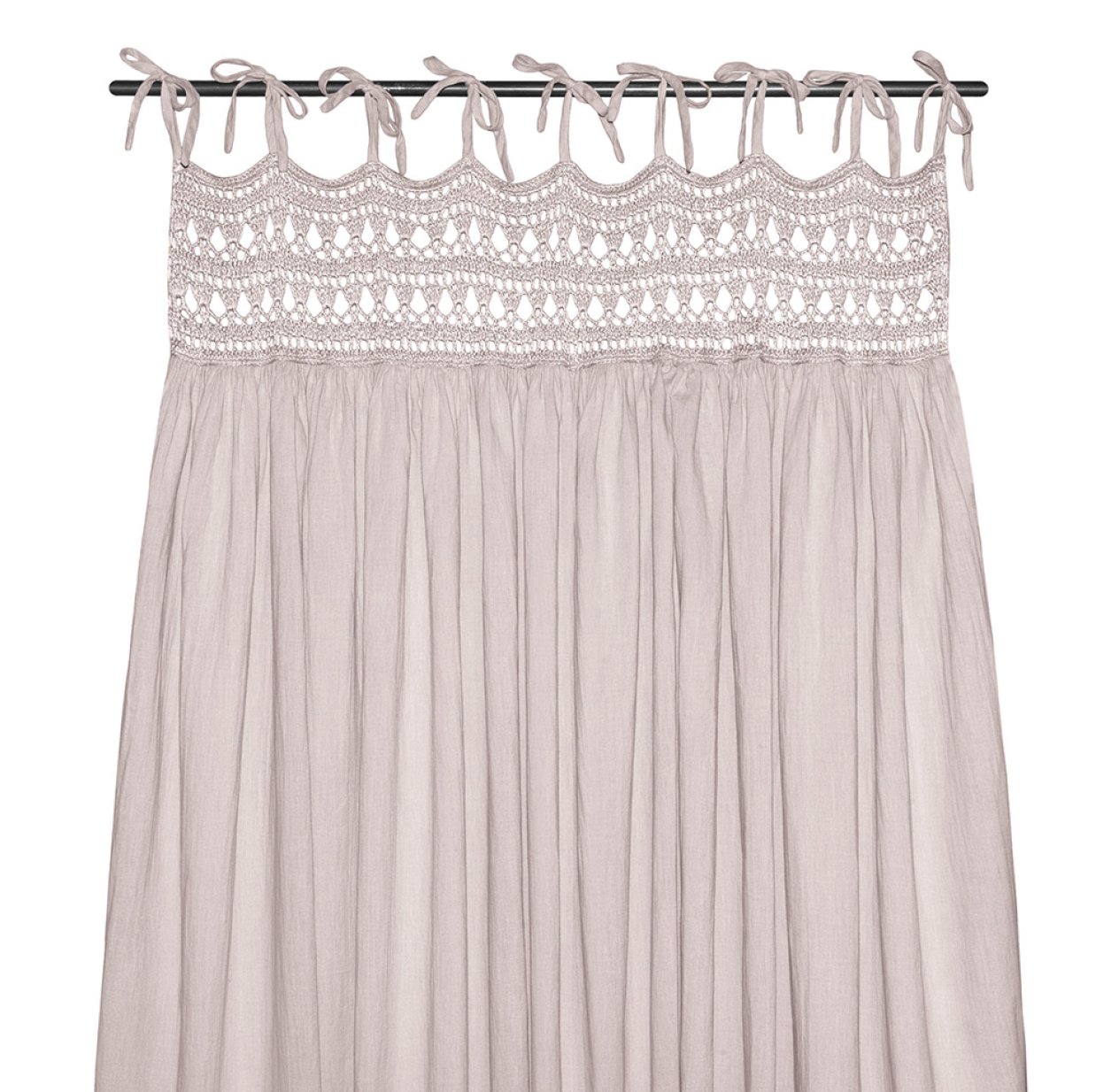 Rideau Tara Crochet et coton bio - Rose poudré