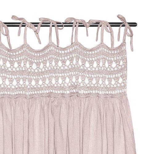 Rideau Tara Crochet et coton bio - Rose poudré