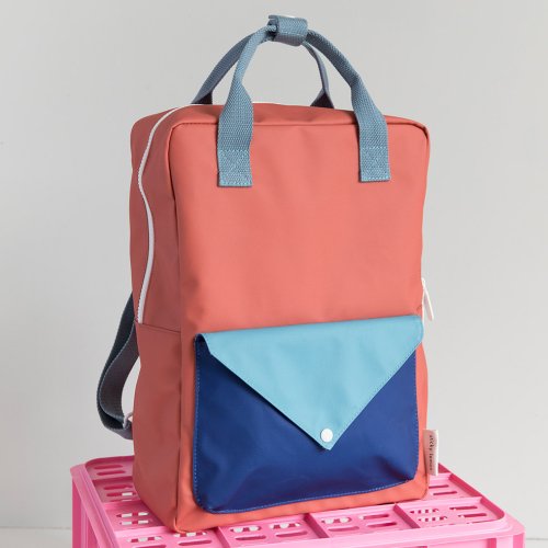 Grand sac à dos Enveloppe - Corail/Indigo